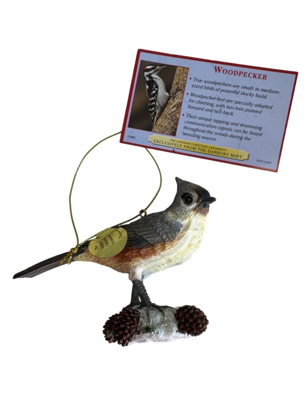 Danbury Mint Bird Ornament Woodpecker Multicolor Resin